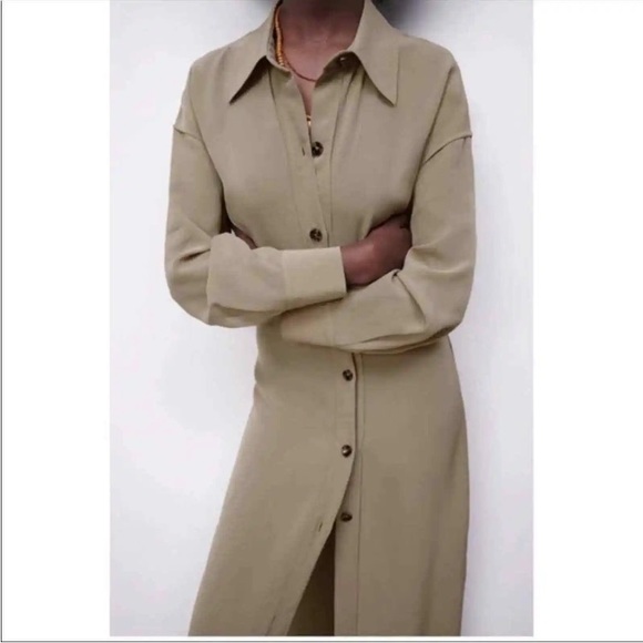 NWT ZARA Viscose Long Shirt Dress size M - Picture 11 of 16